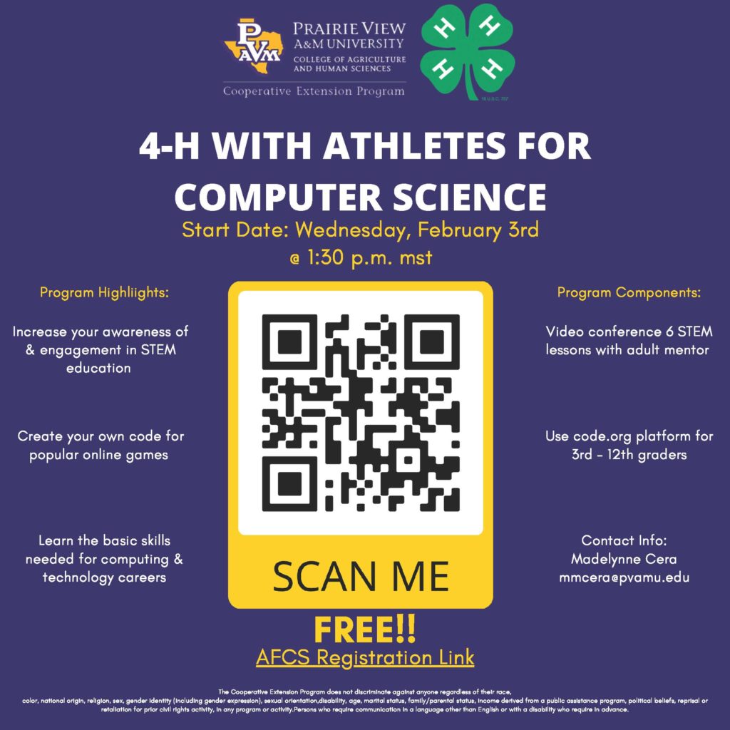 4-H Athletes For Computer Science - Urban Programs - El Paso County